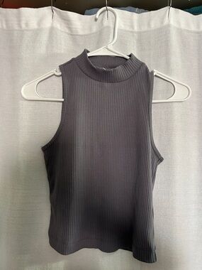 Old Navy Ribbed Mock Neck Sleeveless Tank - Charcoal